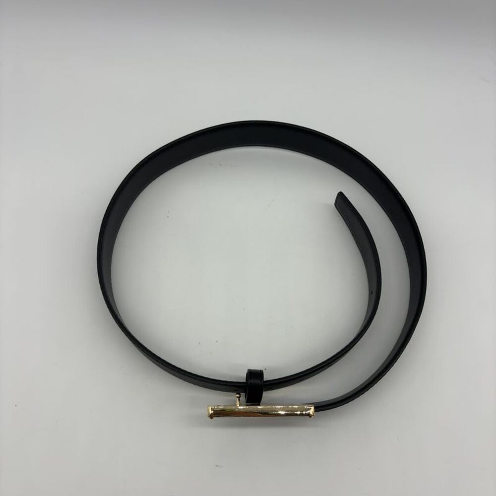 Prada Black Leather Belt with Gold Prada Triangle Logo - Picture 2 of 4
